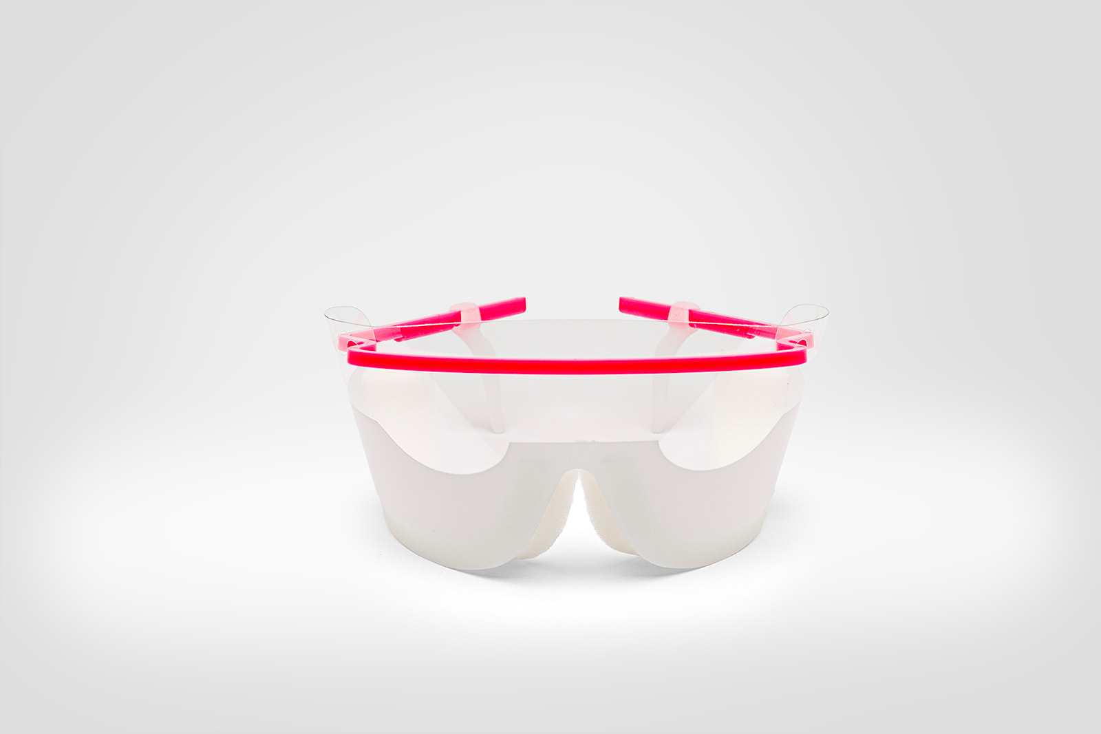 Side view of Akoya Eye Shield showing the lower opaque barrier and adjustable frame